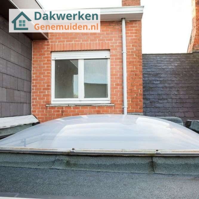 Inspectie van een plat dak in genemuiden met lichtkoepel